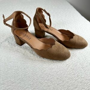 Journee Collection Brown Suede Ankle Strap Heels